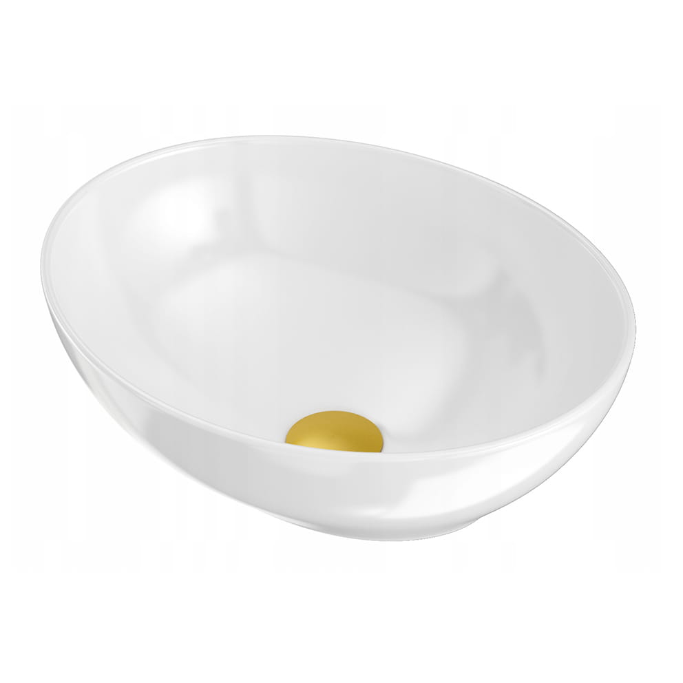 Cardena umywalka ceramiczna nablatowa + korek klik klak złoty
