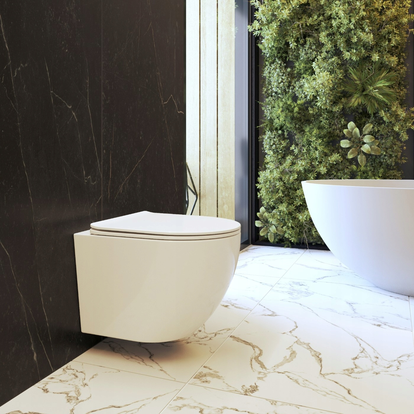 Miska WC wisząca rimless bezkołnierzowa  z deską wolnoopadającą VIA deska