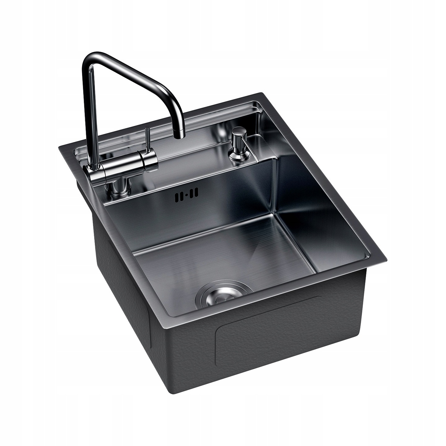 SET Zlewozmywak stalowy zamykany + bateria składana + dozownik ERI40