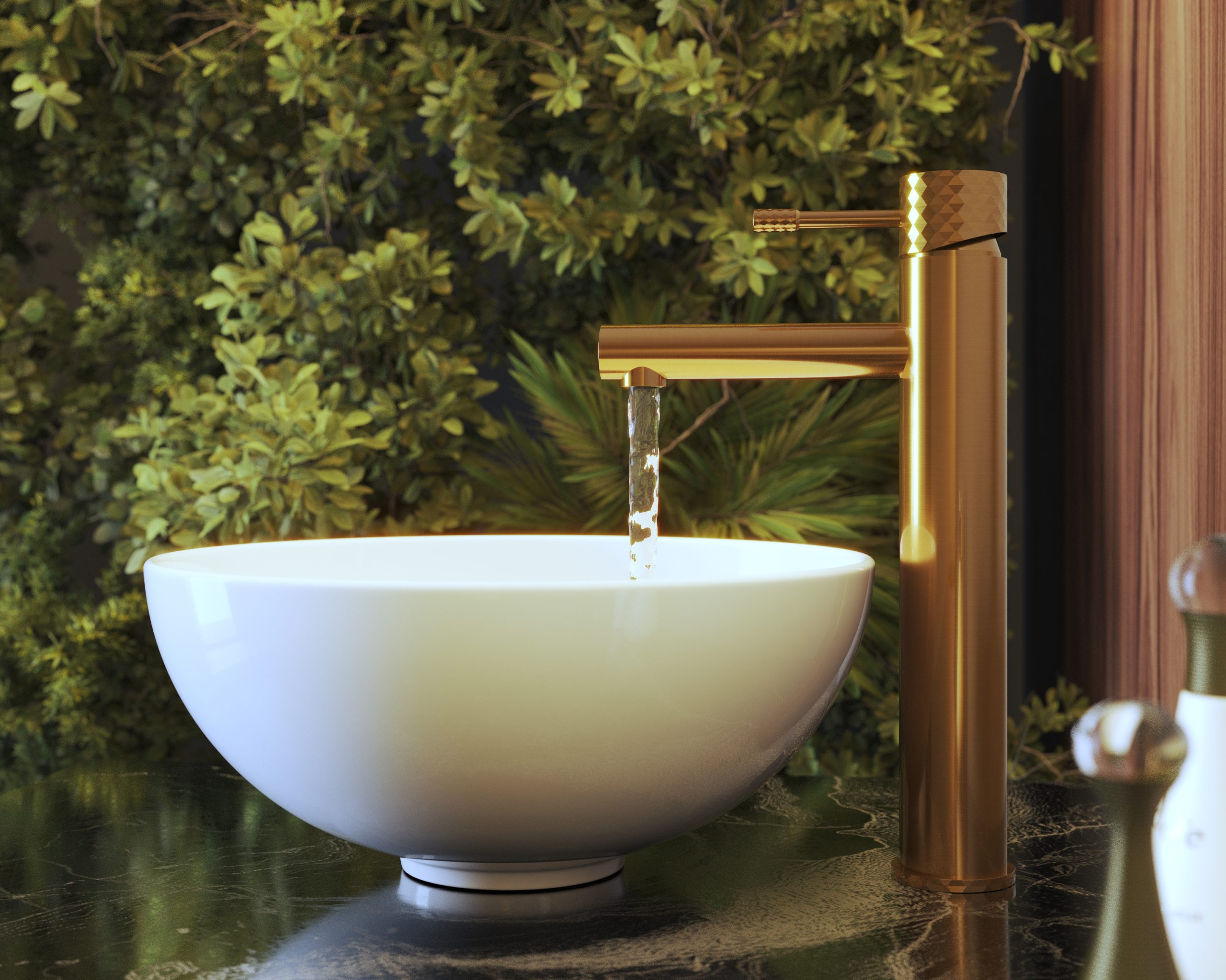 Bateria umywalkowa wysoka stojąca łazienkowa brushed gold kran GLAMI